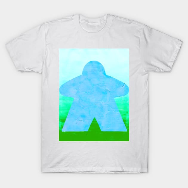 Blue Meeple in the Grass Painting | Game Night T-Shirt by gloobella